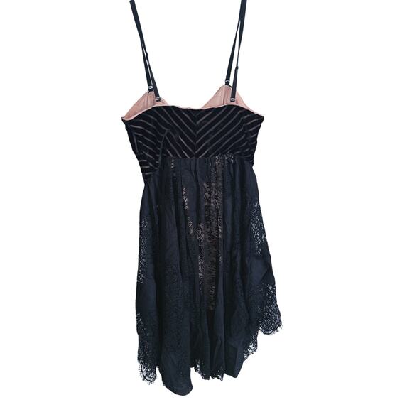 Free People Dark Fairy Velvet & Lace Midi Dress 6 Hi-Low Whimsigoth Goth Formal - Picture 4 of 11